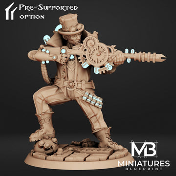 Steampunk Gunner Miniature | Tabletop RPG Miniature | Miniatures Blueprint | Roleplaying 3D Printed Fantasy Mini - 3DPrintDen