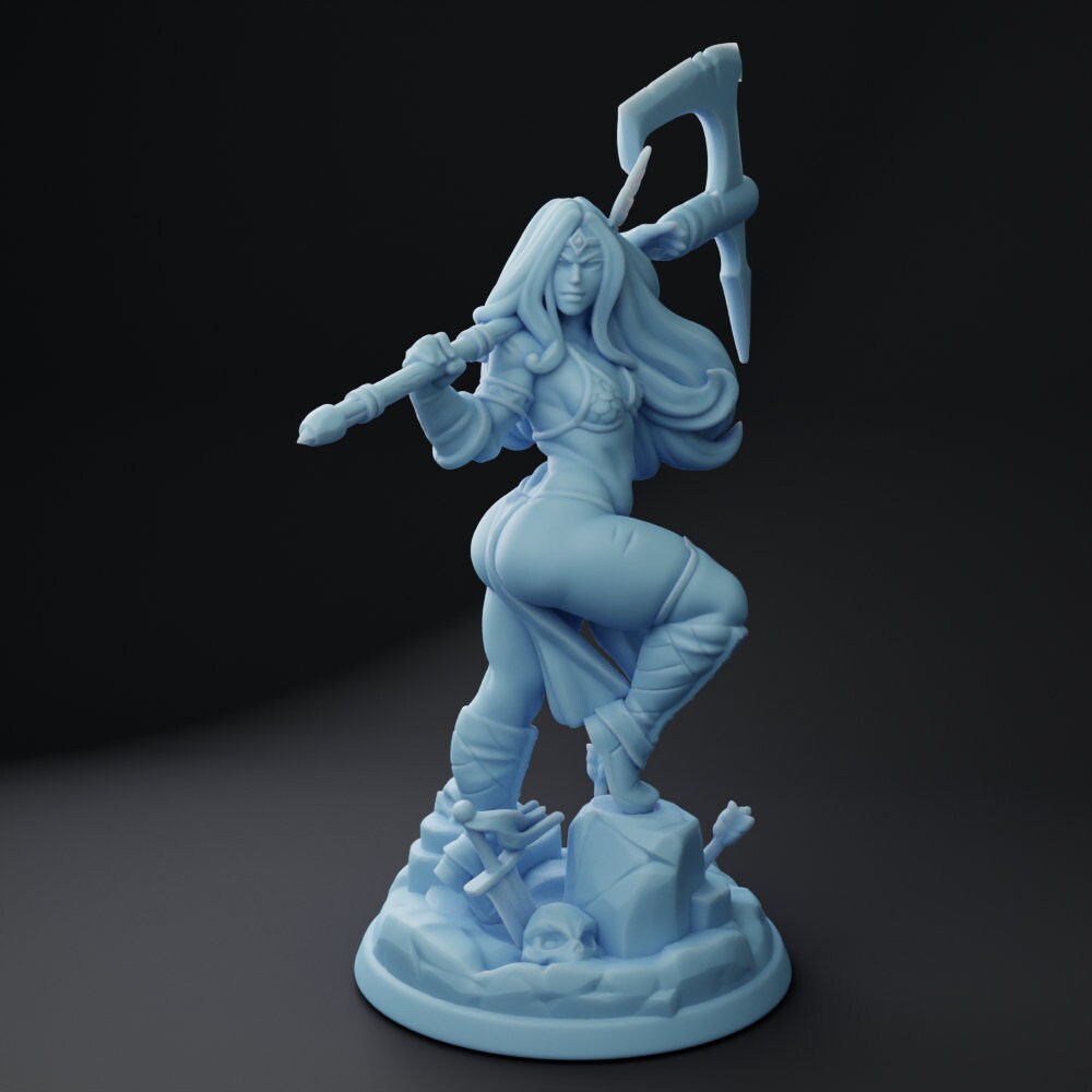 Female Barbarian Miniature, Thitania | Twin Goddess Miniatures | Tabletop RPG Miniature | Roleplaying 3D Printed Fantasy Mini - 3DPrintDen