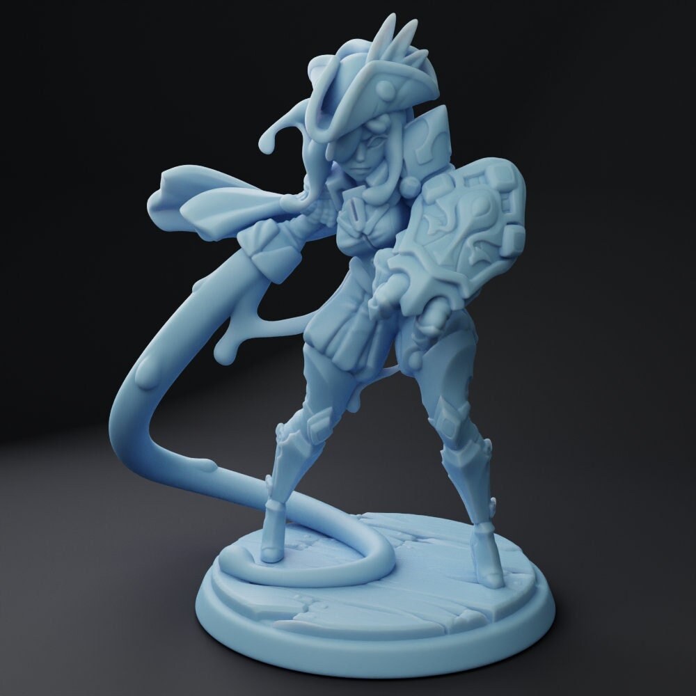 Slime Girl Fighter Miniature | Twin Goddess Miniatures | Tabletop RPG Miniature | Roleplaying 3D Printed Fantasy Mini - 3DPrintDen