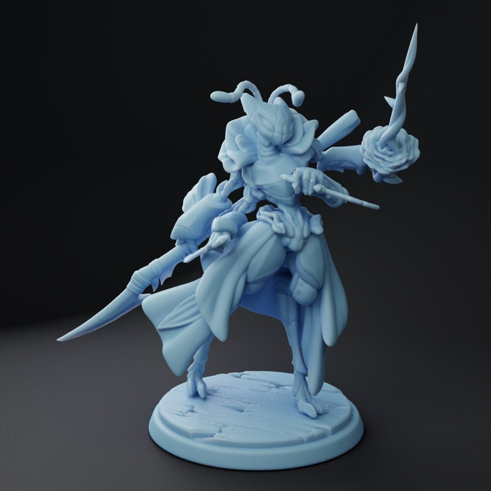 Insect Fighter Miniature | Twin Goddess Miniatures | Tabletop RPG Miniature | Roleplaying 3D Printed Fantasy Mini - 3DPrintDen