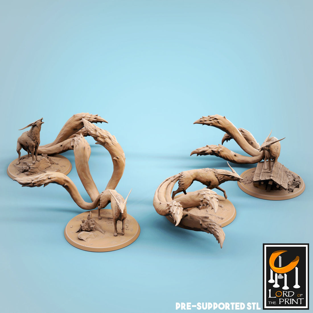 Fox Spirit Miniature | Tabletop RPG Miniature | Rescale Miniature | Roleplaying 3D Printed Fantasy Mini - 3DPrintDen