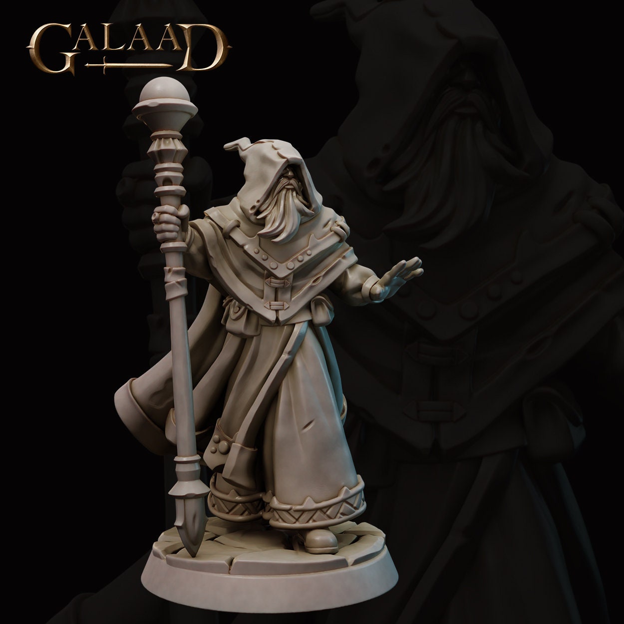 Wizard Miniature | Tabletop RPG Miniature | Galaad Miniatures | Roleplaying 3D Printed Fantasy Mini - 3DPrintDen