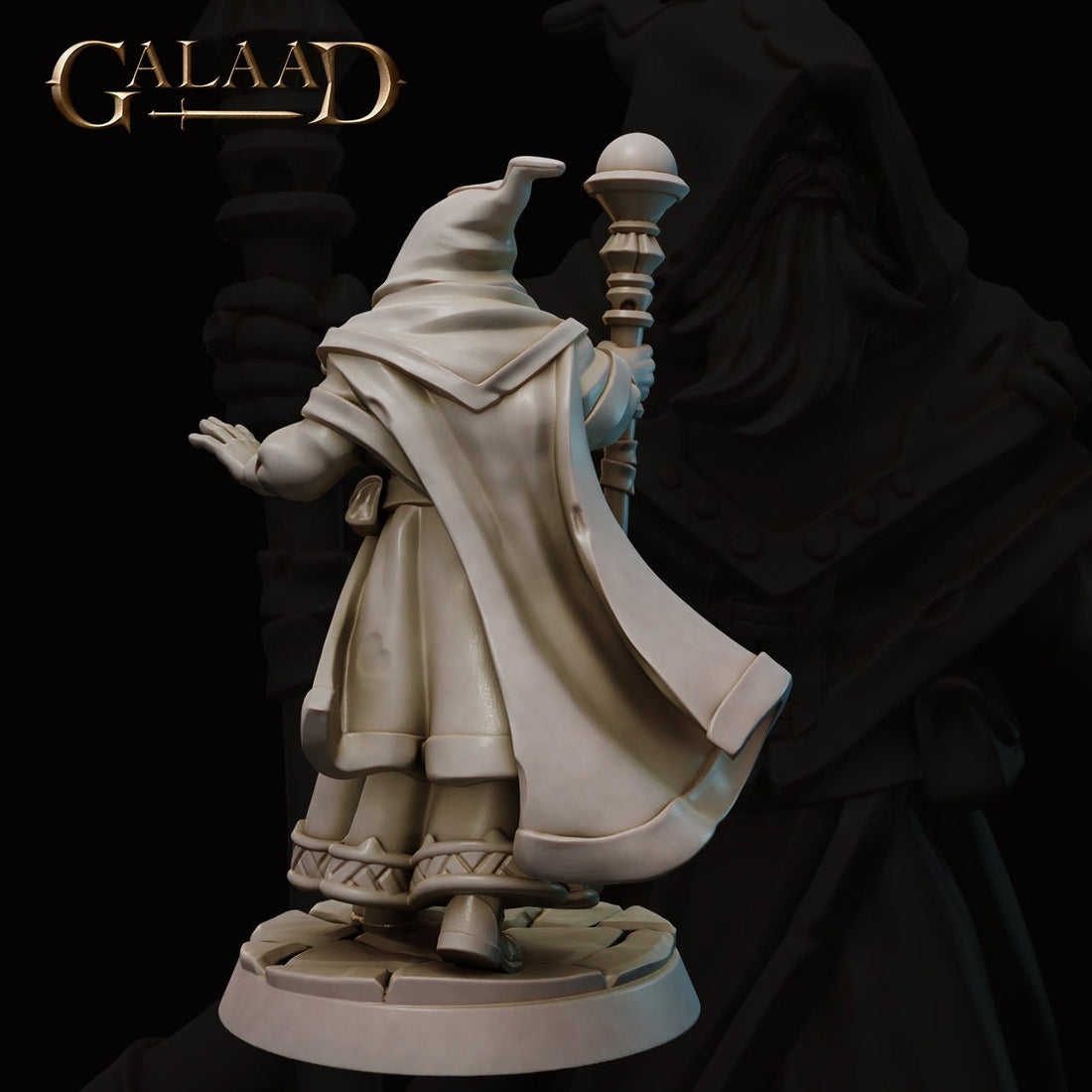 Wizard Miniature | Tabletop RPG Miniature | Galaad Miniatures | Roleplaying 3D Printed Fantasy Mini - 3DPrintDen