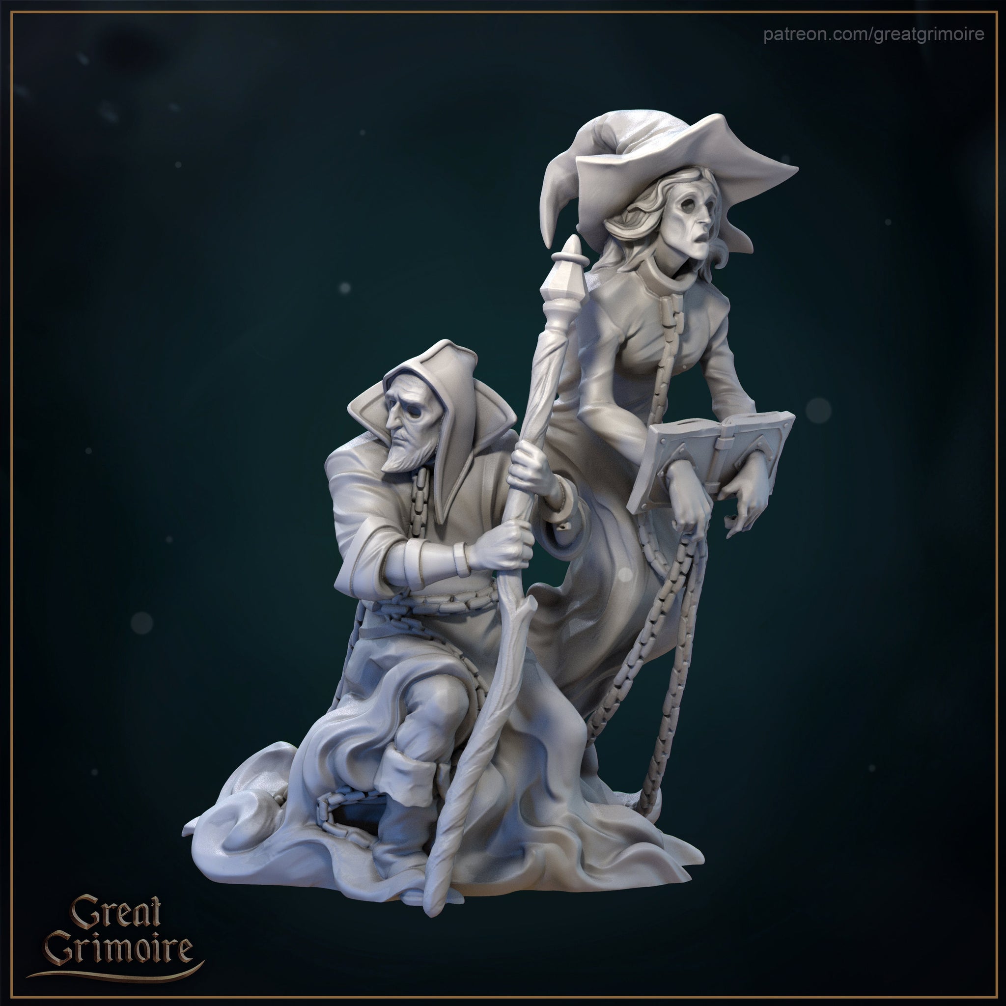 Ghost Mage Miniature | Tabletop RPG Miniature | Great Grimoire | Roleplaying 3D Printed Fantasy Mini - 3DPrintDen