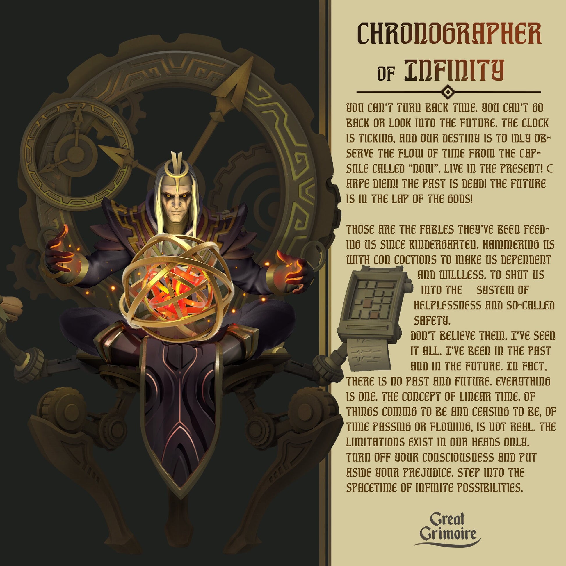 Chronographer Miniature | Tabletop RPG Miniature | Great Grimoire | Roleplaying 3D Printed Fantasy Mini - 3DPrintDen