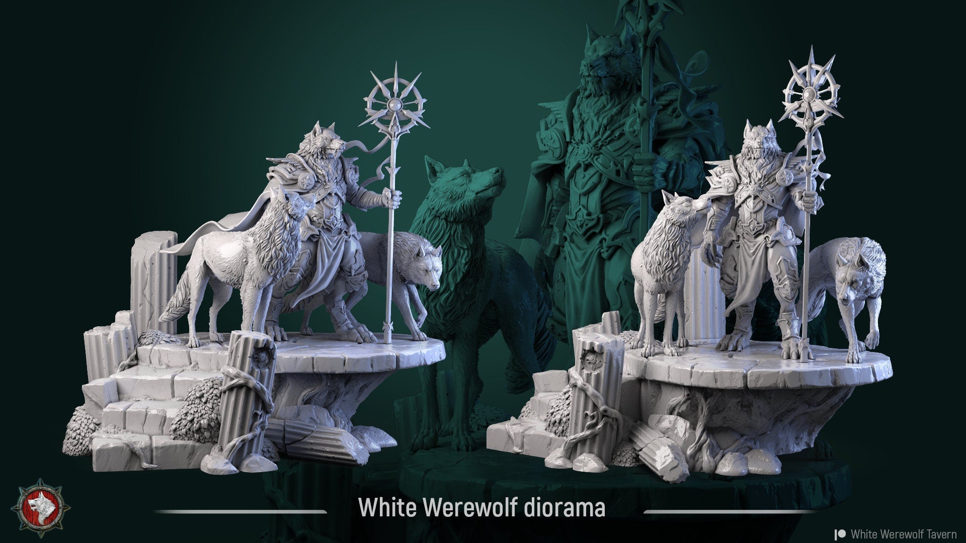 White Werewolf Priest Miniature | Tabletop RPG Miniature | White Werewolf Tavern | Roleplaying 3D Printed Fantasy Mini - 3DPrintDen