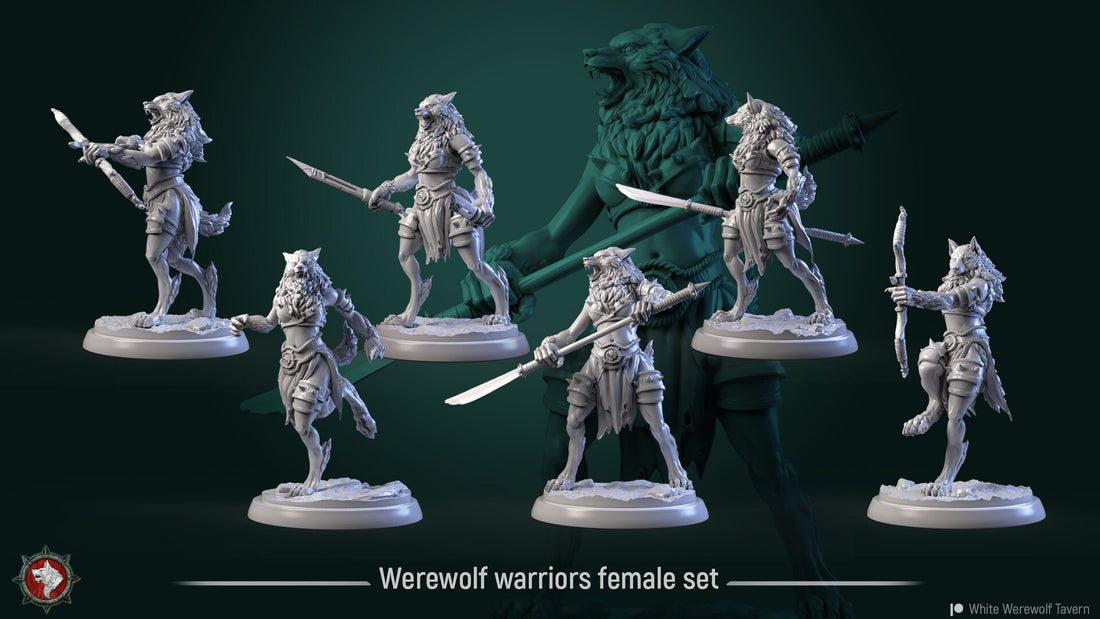 Female Werewolf Miniature | Tabletop RPG Miniature | White Werewolf Tavern | Roleplaying 3D Printed Fantasy Mini - 3DPrintDen