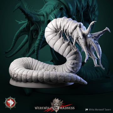 Giant Worm Miniature | Tabletop RPG Miniature | White Werewolf Tavern | Roleplaying 3D Printed Fantasy Mini - 3DPrintDen