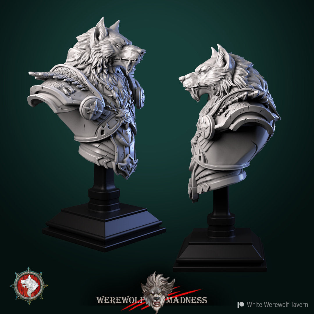 White Werewolf Priest Bust | Tabletop RPG Miniature | White Werewolf Tavern | Roleplaying 3D Printed Fantasy Mini - 3DPrintDen