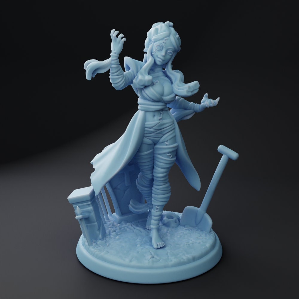 Mummy Bride Miniature | Twin Goddess Miniatures | Tabletop RPG Miniature | Roleplaying 3D Printed Fantasy Mini - 3DPrintDen