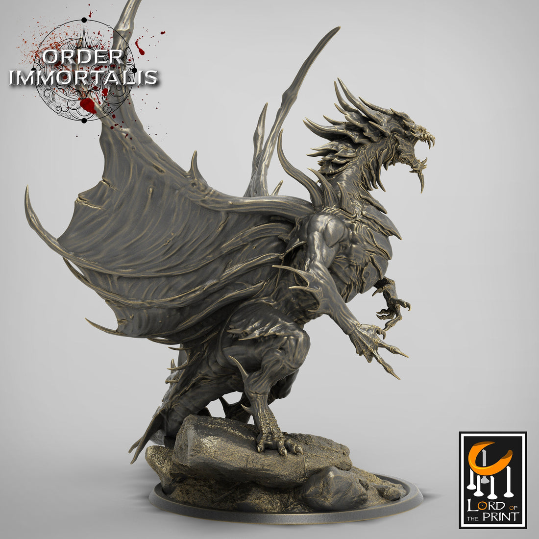 Adult Blood Dragon | Tabletop RPG Miniature | Rescale Miniature | Roleplaying 3D Printed Fantasy Mini - 3DPrintDen