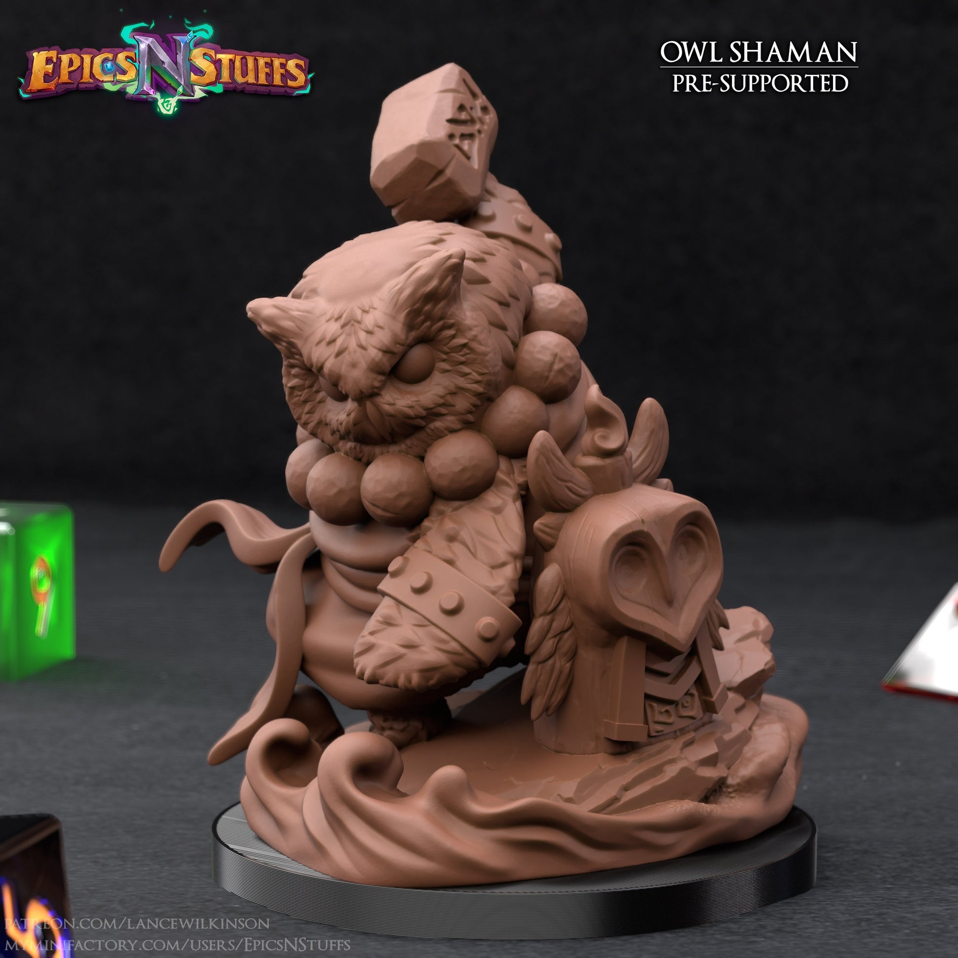 Owl Shaman Miniature | Tabletop RPG Miniature | Epic 'N' Stuff | Roleplaying 3D Printed Fantasy Mini - 3DPrintDen