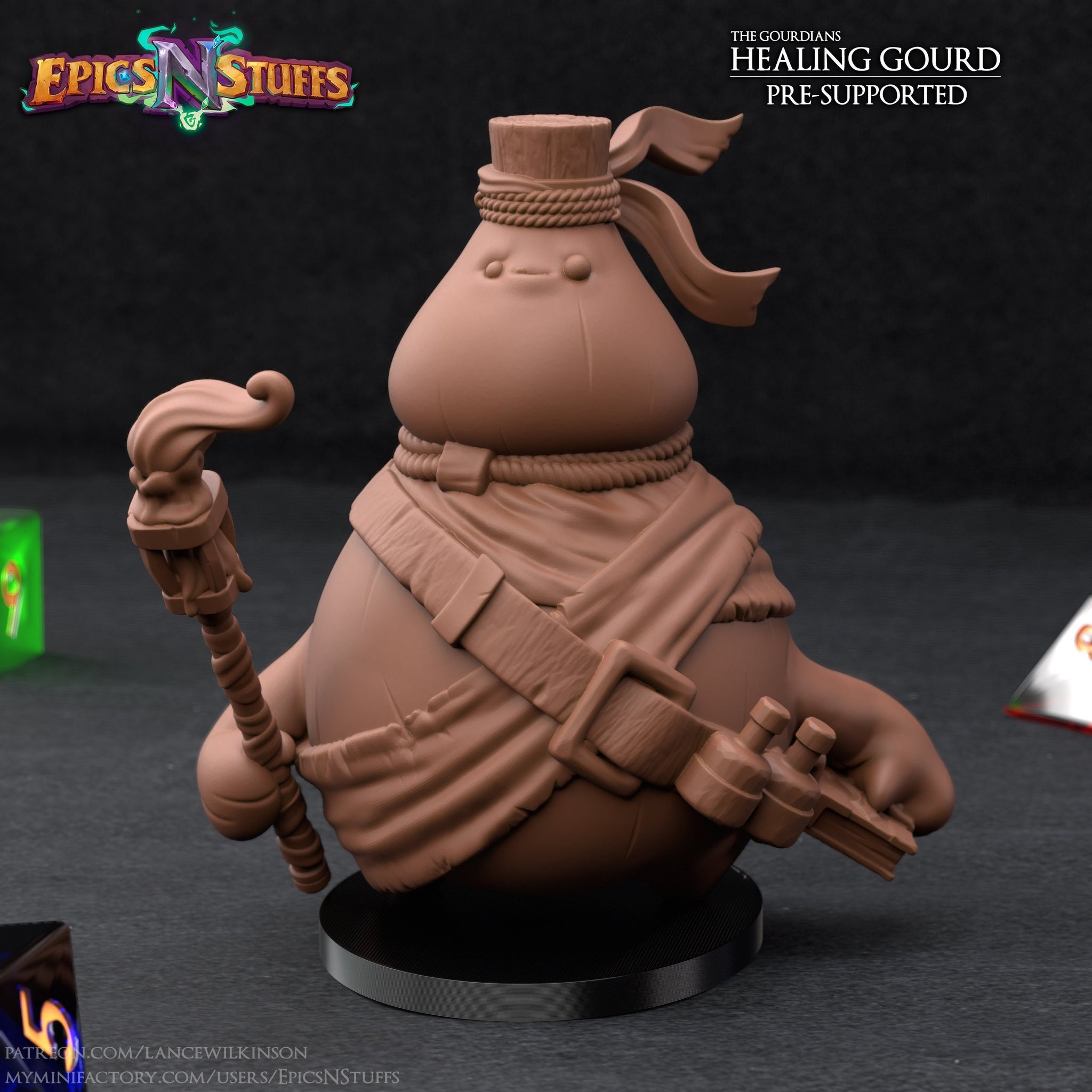 Gourd Adventurer Miniature | Tabletop RPG Miniature | Epic 'N' Stuff | Roleplaying 3D Printed Fantasy Mini - 3DPrintDen