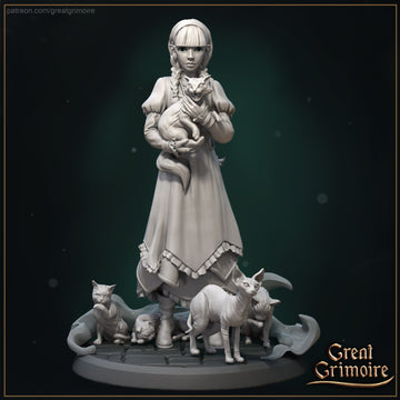 Cat Summoner Miniature | Tabletop RPG Miniature | Great Grimoire | Roleplaying 3D Printed Fantasy Mini - 3DPrintDen