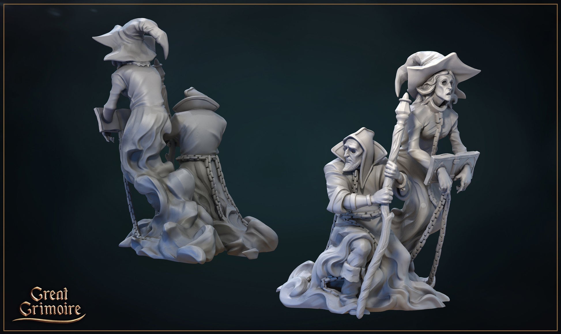 Ghost Mage Miniature | Tabletop RPG Miniature | Great Grimoire | Roleplaying 3D Printed Fantasy Mini - 3DPrintDen