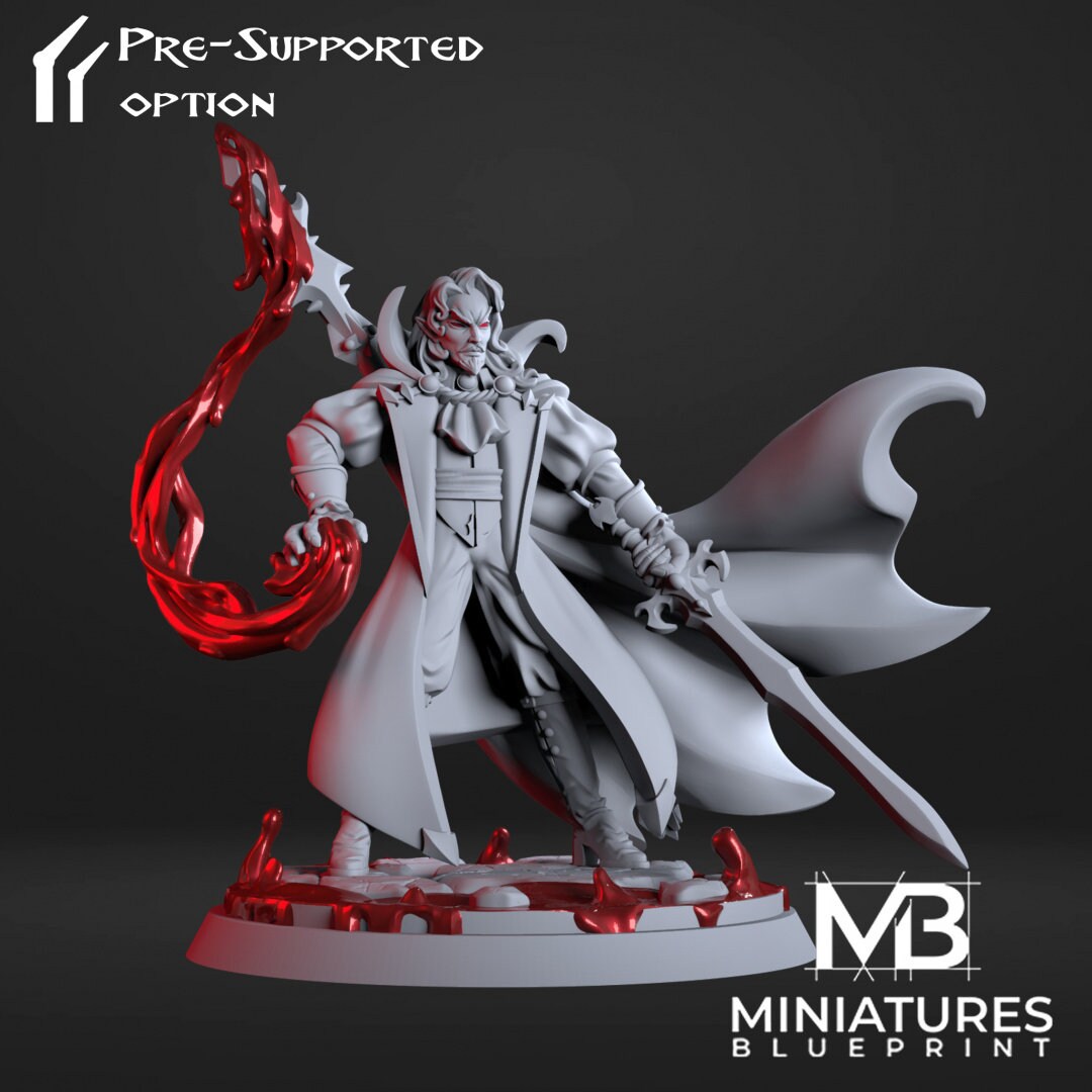 Vampire Mage Miniature, Magnus | Tabletop RPG Miniature | Miniatures Blueprint | Roleplaying 3D Printed Fantasy Mini - 3DPrintDen