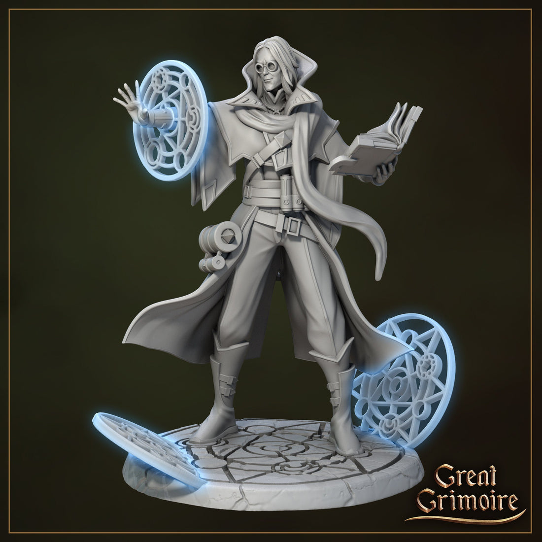 Celestial Mage Miniature, Abelard | Tabletop RPG Miniature | Great Grimoire | Roleplaying 3D Printed Fantasy Mini - 3DPrintDen