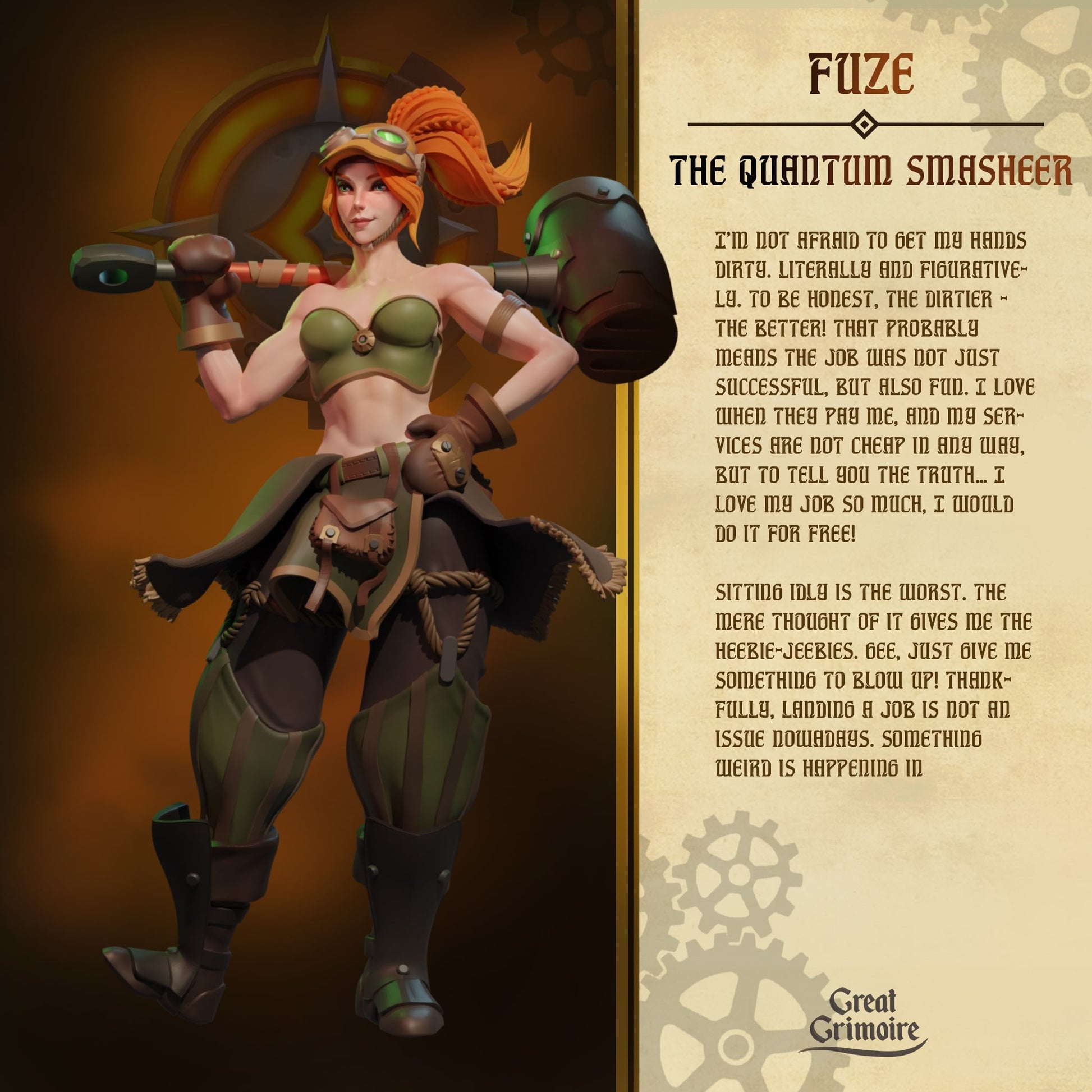 Female Artificer Miniature | Tabletop RPG Miniature | Great Grimoire | Roleplaying 3D Printed Fantasy Mini - 3DPrintDen