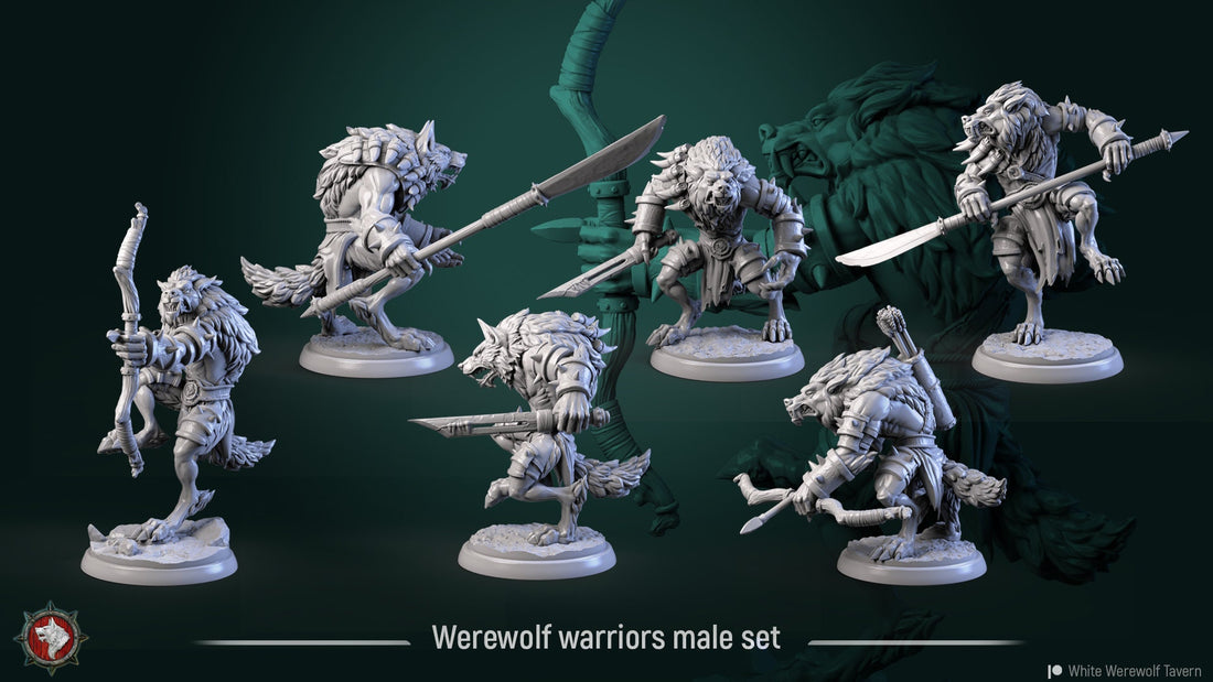 Werewolf Warrior Miniature | Tabletop RPG Miniature | White Werewolf Tavern | Roleplaying 3D Printed Fantasy Mini - 3DPrintDen