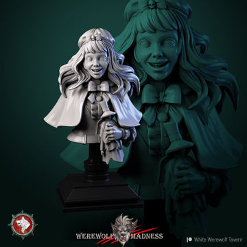 Doll Master Bust, Angelica | Tabletop RPG Miniature | White Werewolf Tavern | Roleplaying 3D Printed Fantasy Mini - 3DPrintDen