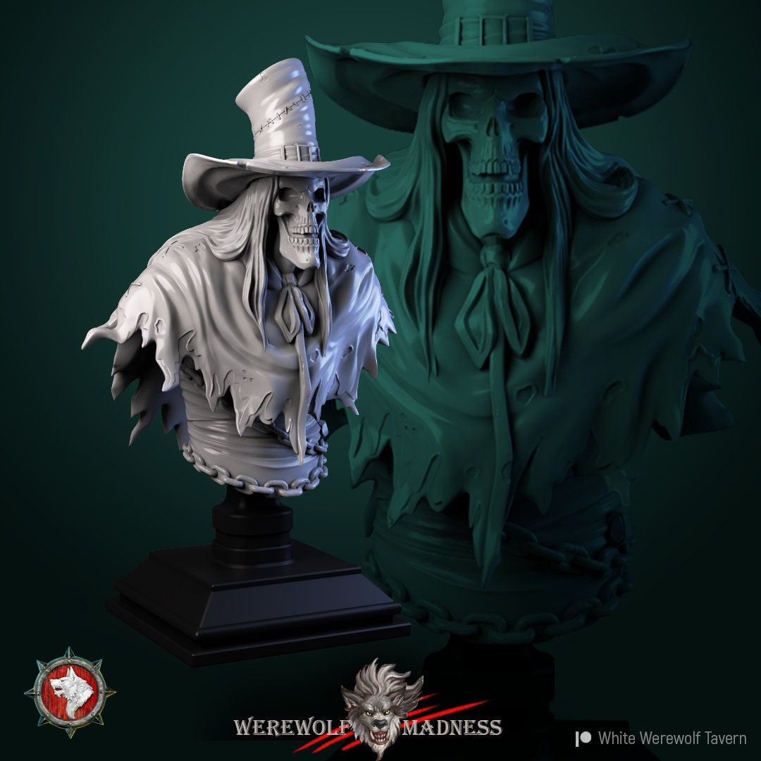 Skeleton Bust | Tabletop RPG Miniature | White Werewolf Tavern | Roleplaying 3D Printed Fantasy Mini - 3DPrintDen