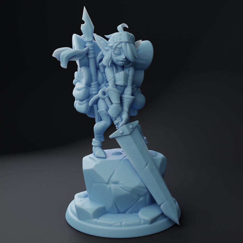 Female Goblin Warrior Miniature, Cherry | Twin Goddess Miniatures | Tabletop RPG Miniature | Roleplaying 3D Printed Fantasy Mini - 3DPrintDen