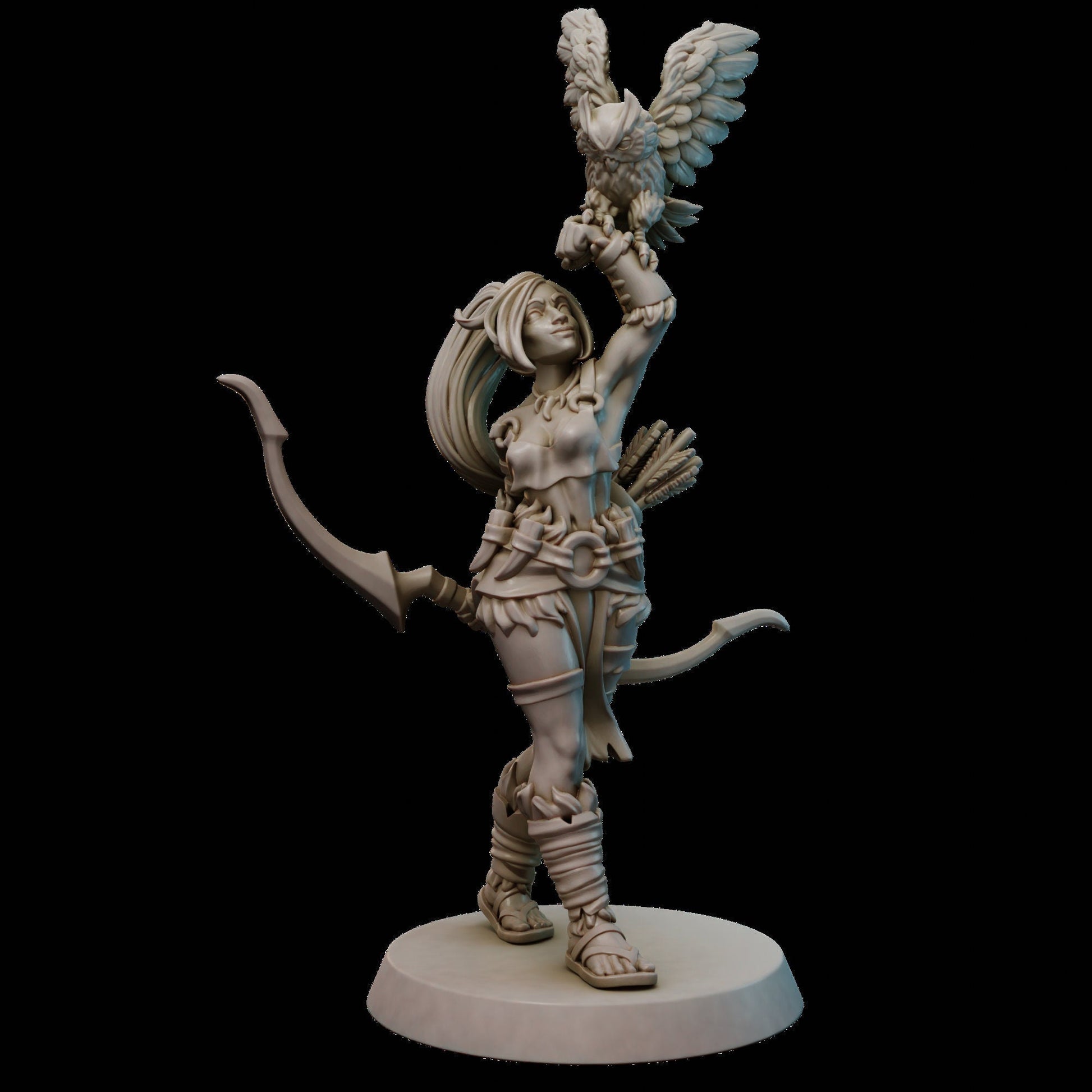 Female Amazon Ranger Miniature | Tabletop RPG Miniature | Galaad Miniatures | Roleplaying 3D Printed Fantasy Mini - 3DPrintDen