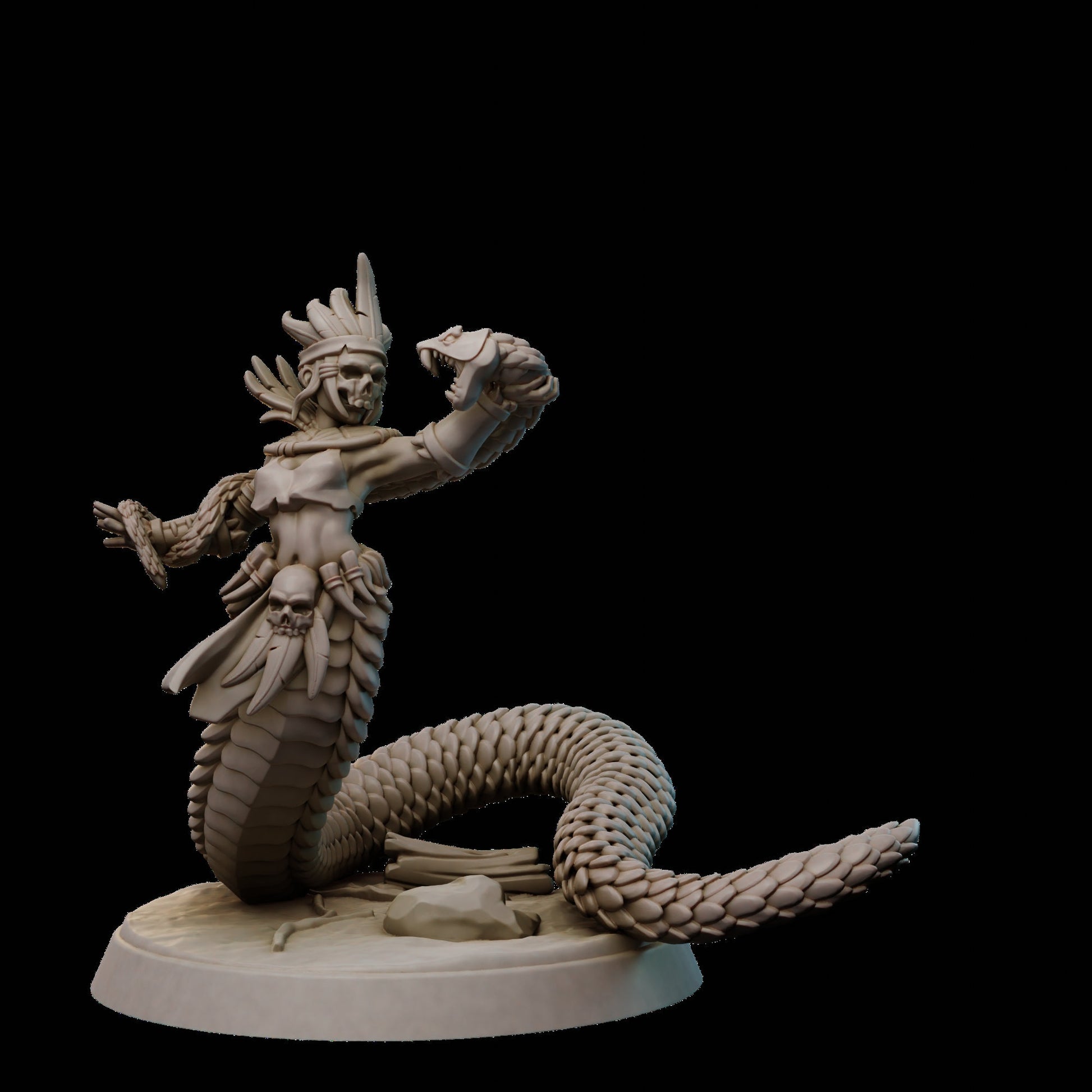 Female Naga Amazon Miniature | Tabletop RPG Miniature | Galaad Miniatures | Roleplaying 3D Printed Fantasy Mini - 3DPrintDen