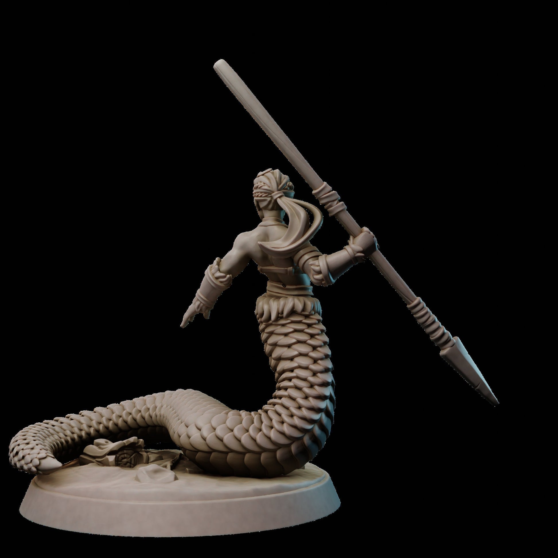 Female Naga Amazon Miniature | Tabletop RPG Miniature | Galaad Miniatures | Roleplaying 3D Printed Fantasy Mini - 3DPrintDen