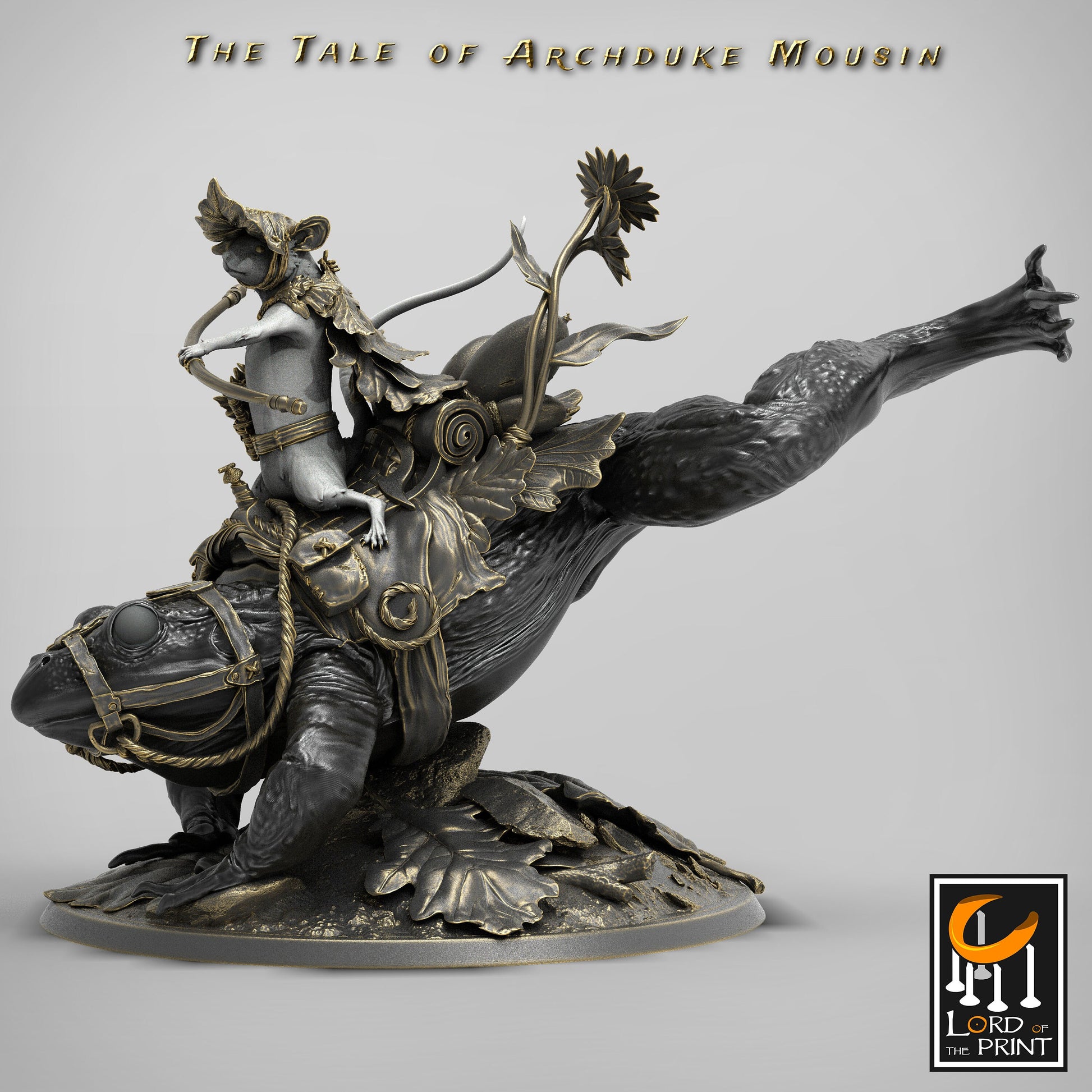 Frog Mount Mouse Rider Miniature | Tabletop RPG Miniature | Rescale Miniature | Roleplaying 3D Printed Fantasy Mini - 3DPrintDen