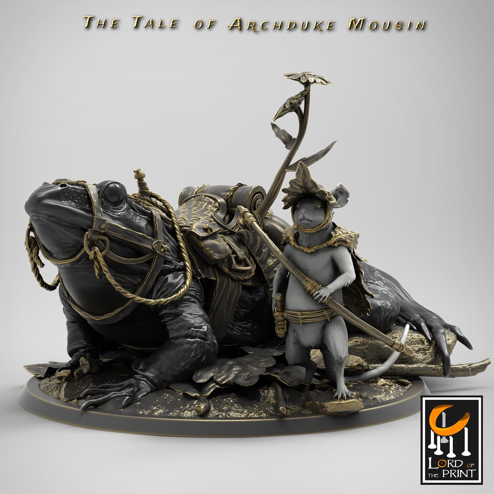 Frog Mount Mouse Rider Miniature | Tabletop RPG Miniature | Rescale Miniature | Roleplaying 3D Printed Fantasy Mini - 3DPrintDen