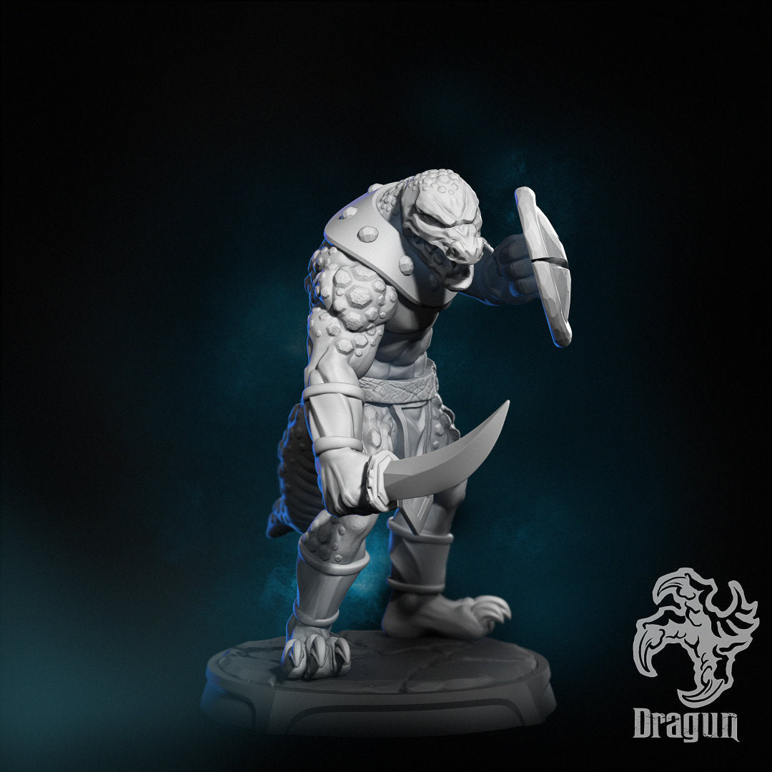 Lizard Warrior Miniature | Dragun Studios | Tabletop RPG Miniature | Roleplaying 3D Printed Fantasy Mini - 3DPrintDen