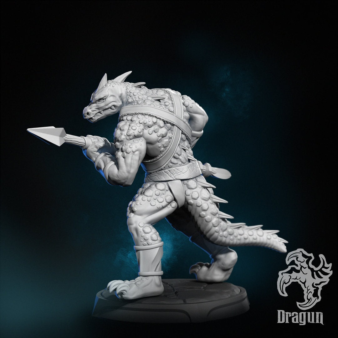 Lizard Warrior Miniature | Dragun Studios | Tabletop RPG Miniature | Roleplaying 3D Printed Fantasy Mini - 3DPrintDen