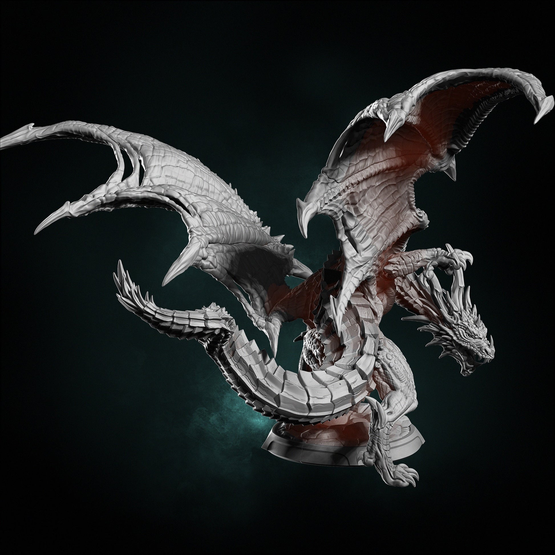 Red Dragon Miniature | Dragun Studios | Tabletop RPG Miniature | Roleplaying 3D Printed Fantasy Mini - 3DPrintDen