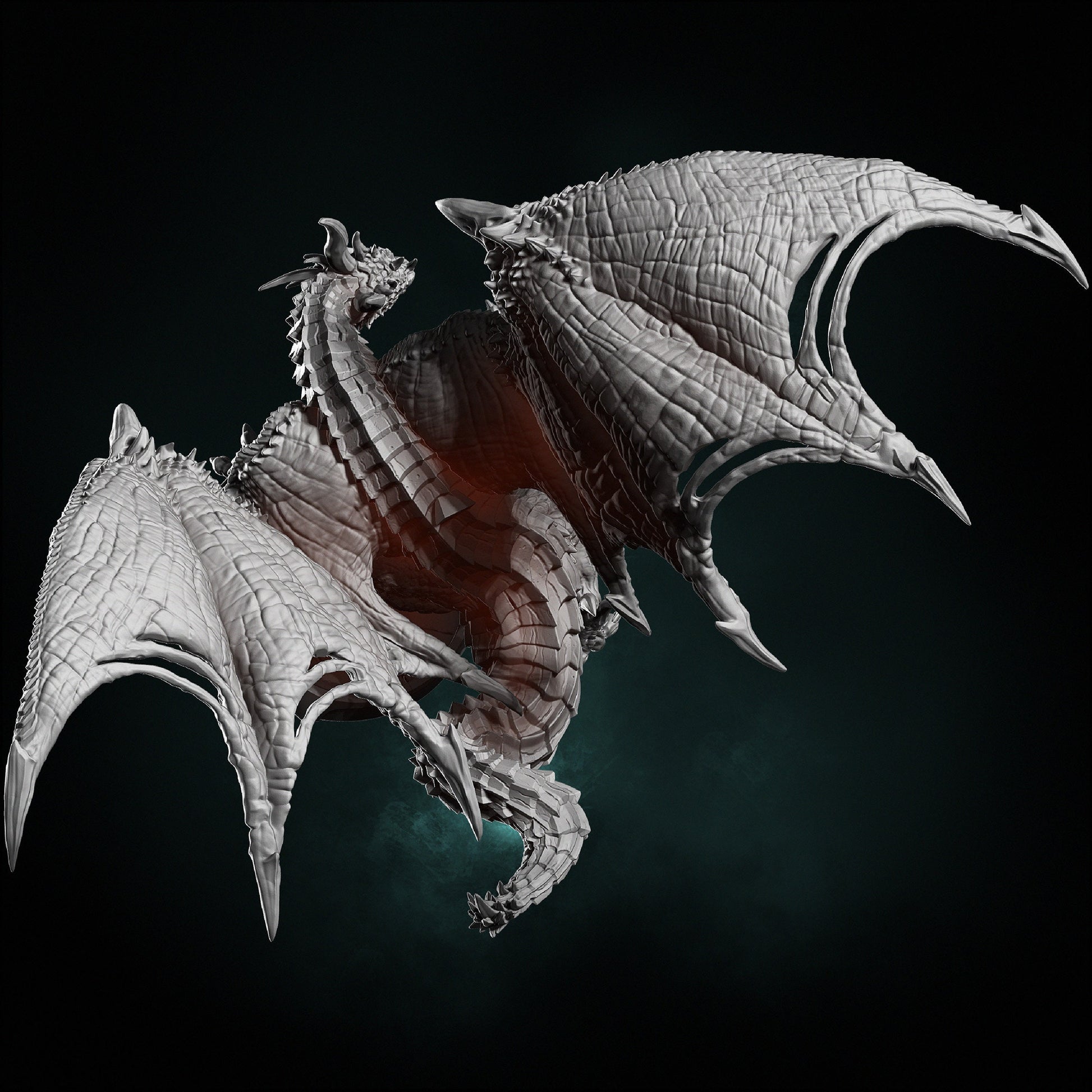 Red Dragon Miniature | Dragun Studios | Tabletop RPG Miniature | Roleplaying 3D Printed Fantasy Mini - 3DPrintDen