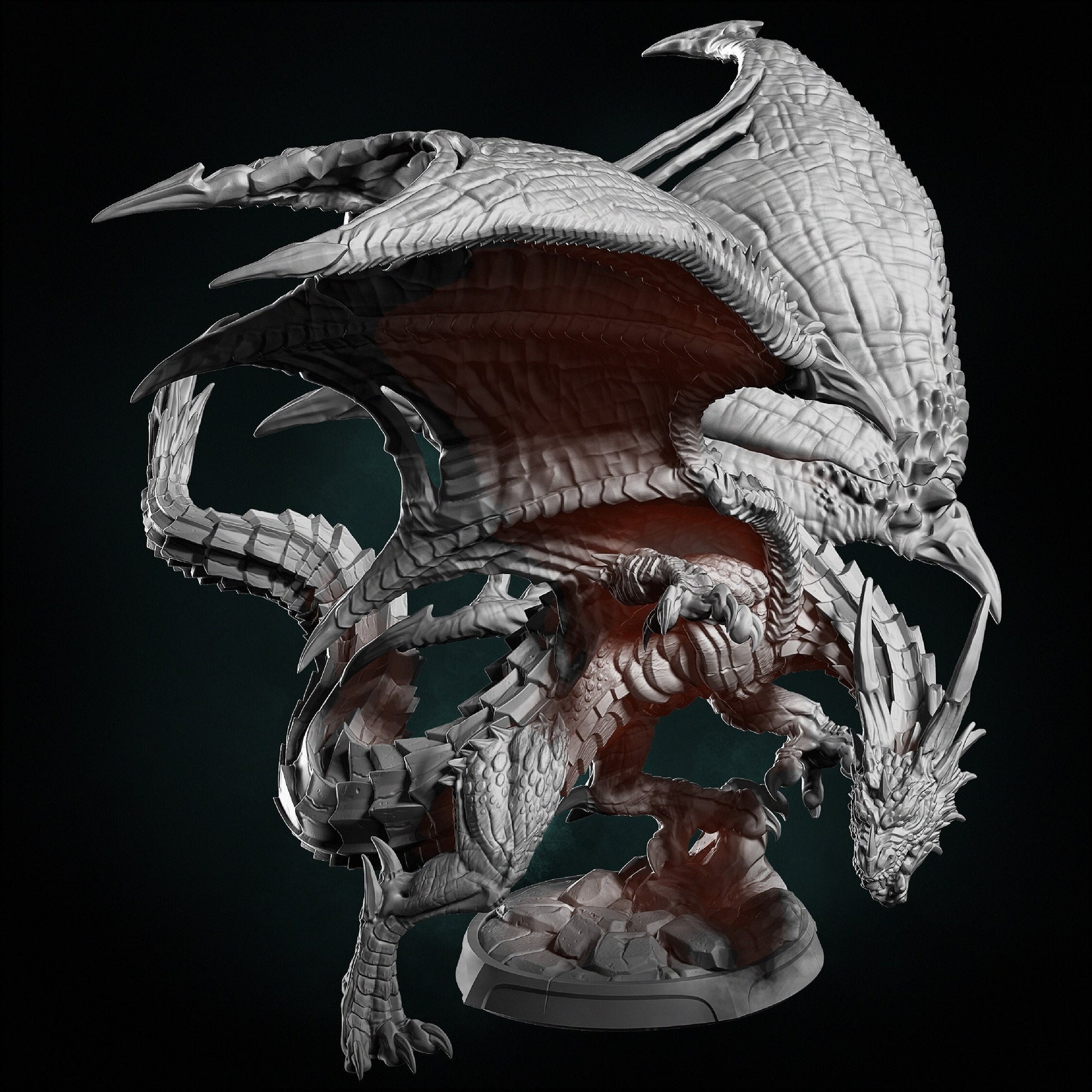 Red Dragon Miniature | Dragun Studios | Tabletop RPG Miniature | Roleplaying 3D Printed Fantasy Mini - 3DPrintDen