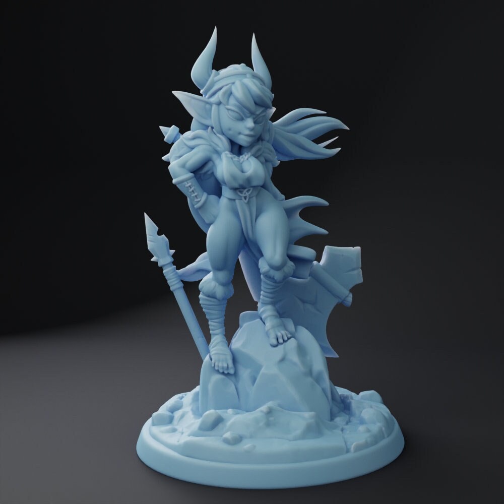 Female Goblin Barbarian Miniature | Twin Goddess Miniatures | Tabletop RPG Miniature | Roleplaying 3D Printed Fantasy Mini - 3DPrintDen