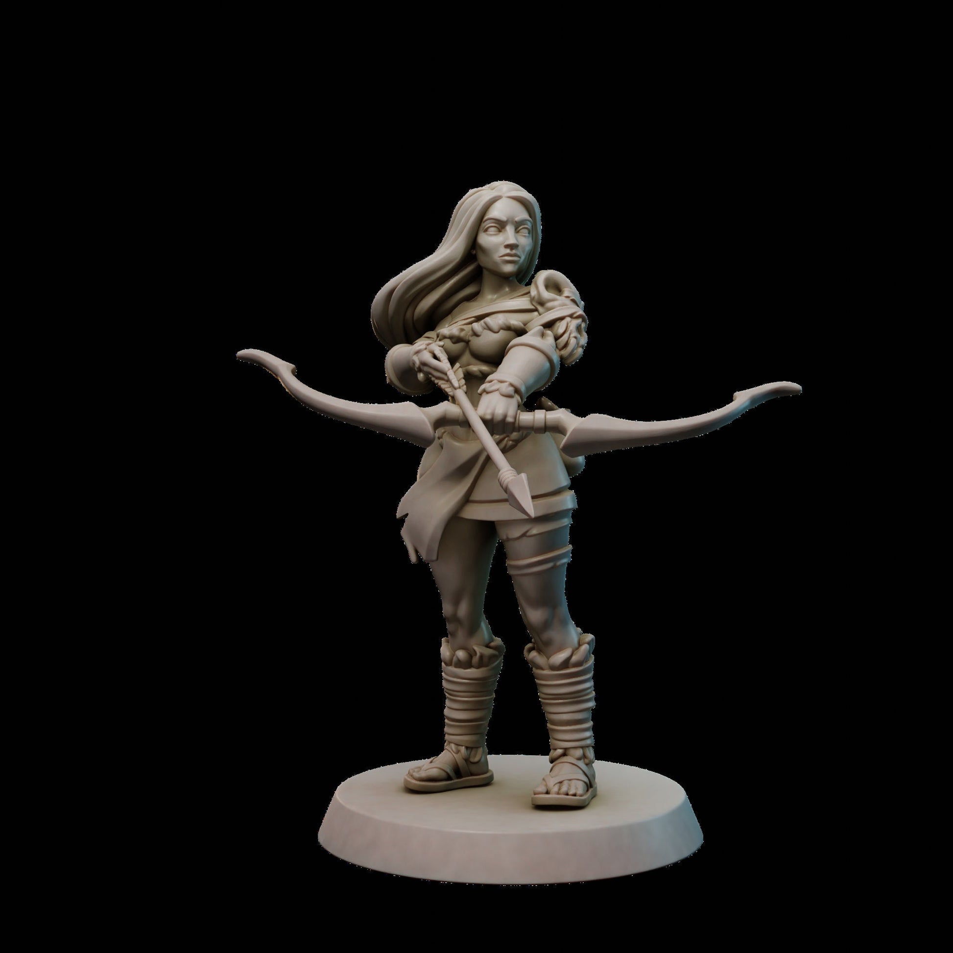 Female Amazon Ranger Miniature | Tabletop RPG Miniature | Galaad Miniatures | Roleplaying 3D Printed Fantasy Mini - 3DPrintDen