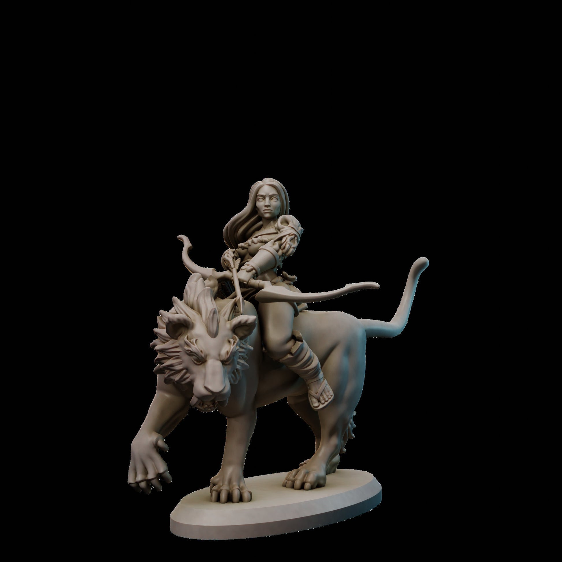 Female Amazon Rider Miniature | Tabletop RPG Miniature | Galaad Miniatures | Roleplaying 3D Printed Fantasy Mini - 3DPrintDen