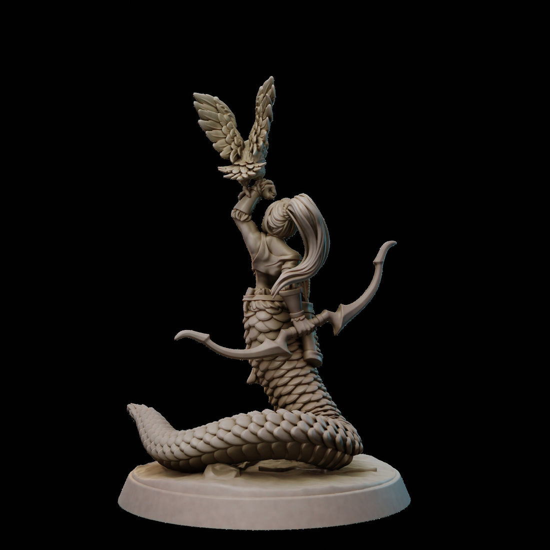 Female Naga Amazon Miniature | Tabletop RPG Miniature | Galaad Miniatures | Roleplaying 3D Printed Fantasy Mini - 3DPrintDen