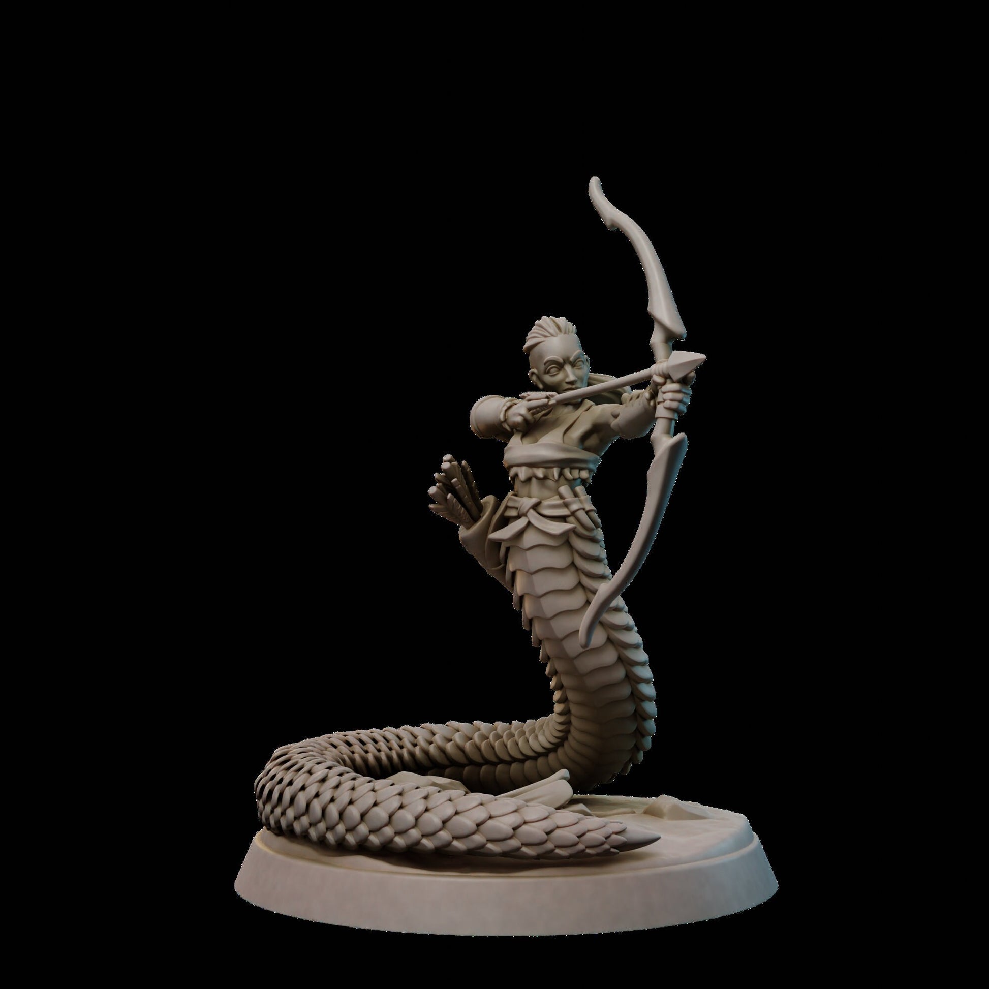 Female Naga Amazon Miniature | Tabletop RPG Miniature | Galaad Miniatures | Roleplaying 3D Printed Fantasy Mini - 3DPrintDen