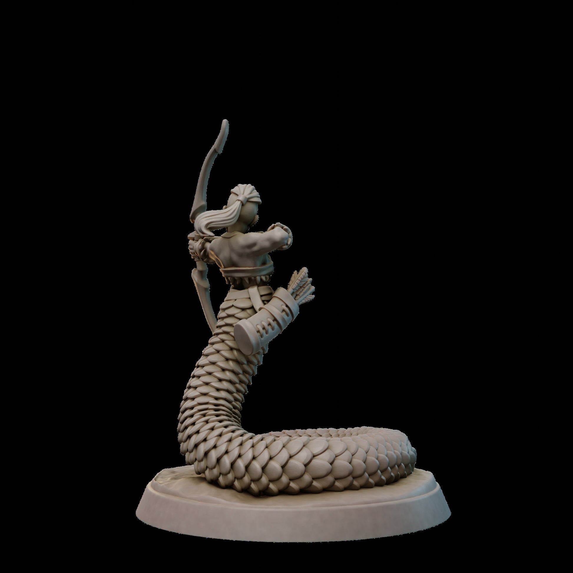 Female Naga Amazon Miniature | Tabletop RPG Miniature | Galaad Miniatures | Roleplaying 3D Printed Fantasy Mini - 3DPrintDen