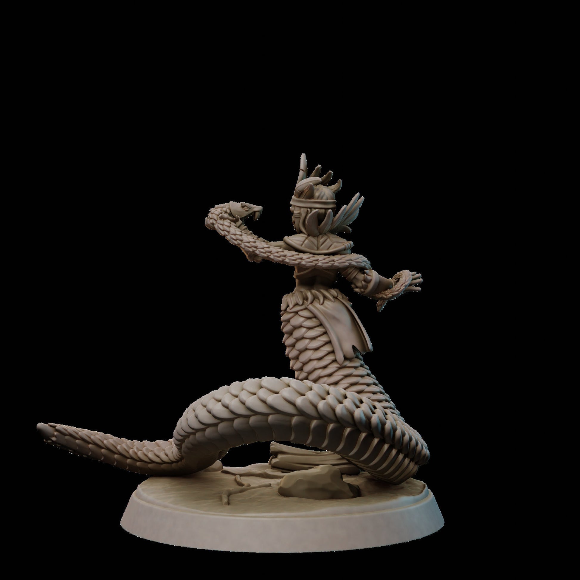 Female Naga Amazon Miniature | Tabletop RPG Miniature | Galaad Miniatures | Roleplaying 3D Printed Fantasy Mini - 3DPrintDen