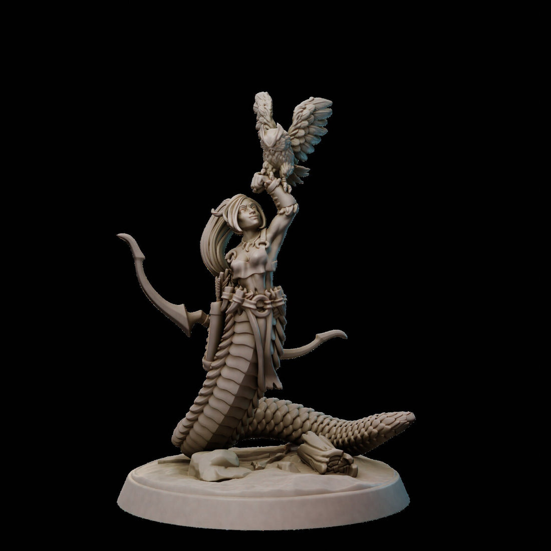 Female Naga Amazon Miniature | Tabletop RPG Miniature | Galaad Miniatures | Roleplaying 3D Printed Fantasy Mini - 3DPrintDen