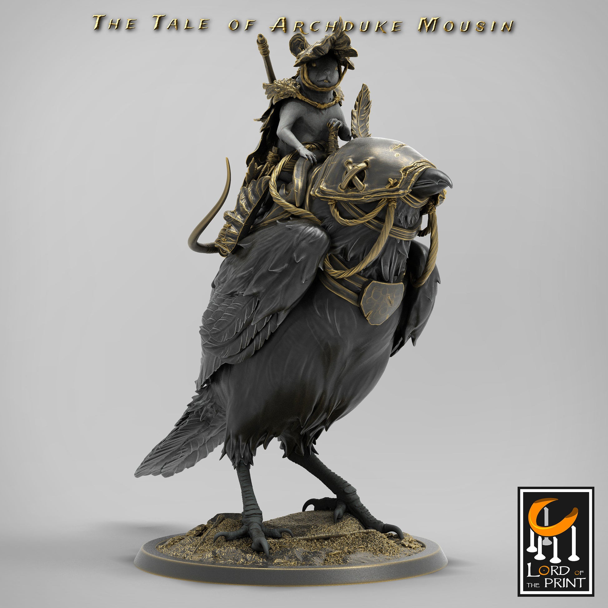 Magpie Mount Mouse Rider Miniature | Tabletop RPG Miniature | Rescale Miniature | Roleplaying 3D Printed Fantasy Mini - 3DPrintDen