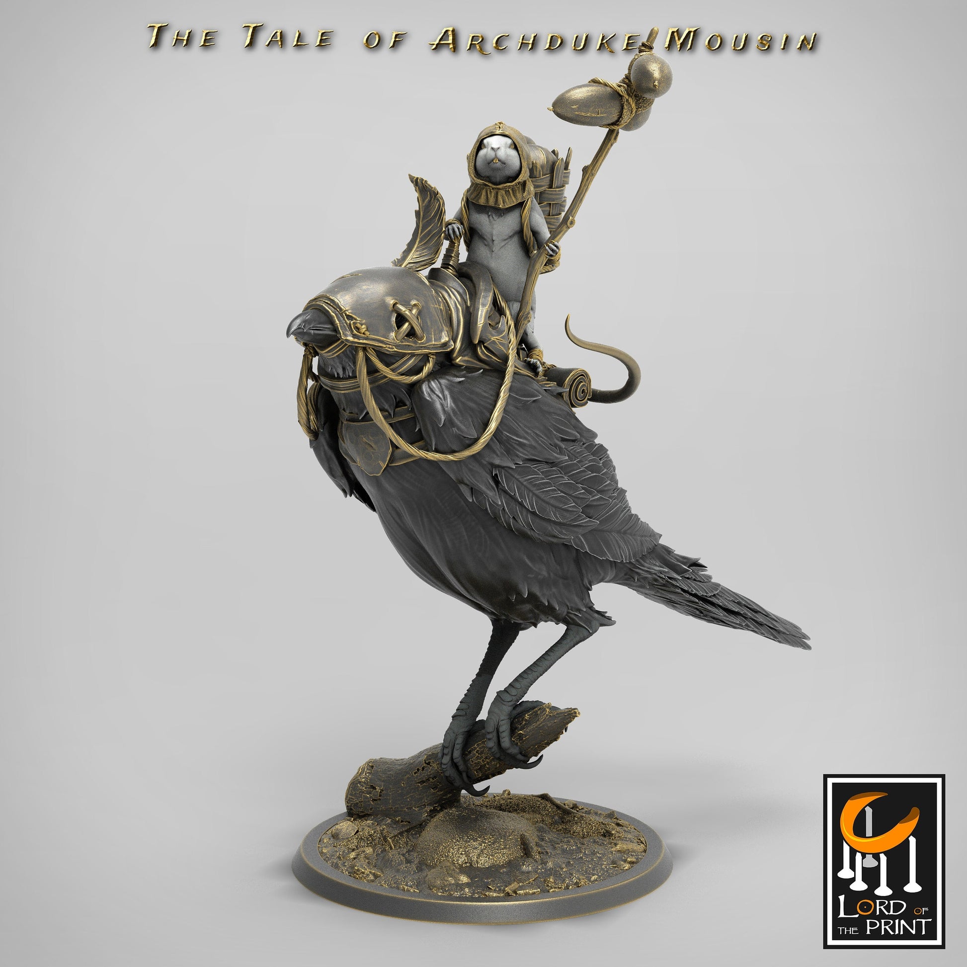 Magpie Mount Mouse Rider Miniature | Tabletop RPG Miniature | Rescale Miniature | Roleplaying 3D Printed Fantasy Mini - 3DPrintDen