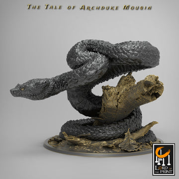 Giant Viper Miniature | Tabletop RPG Miniature | Rescale Miniature | Roleplaying 3D Printed Fantasy Mini - 3DPrintDen