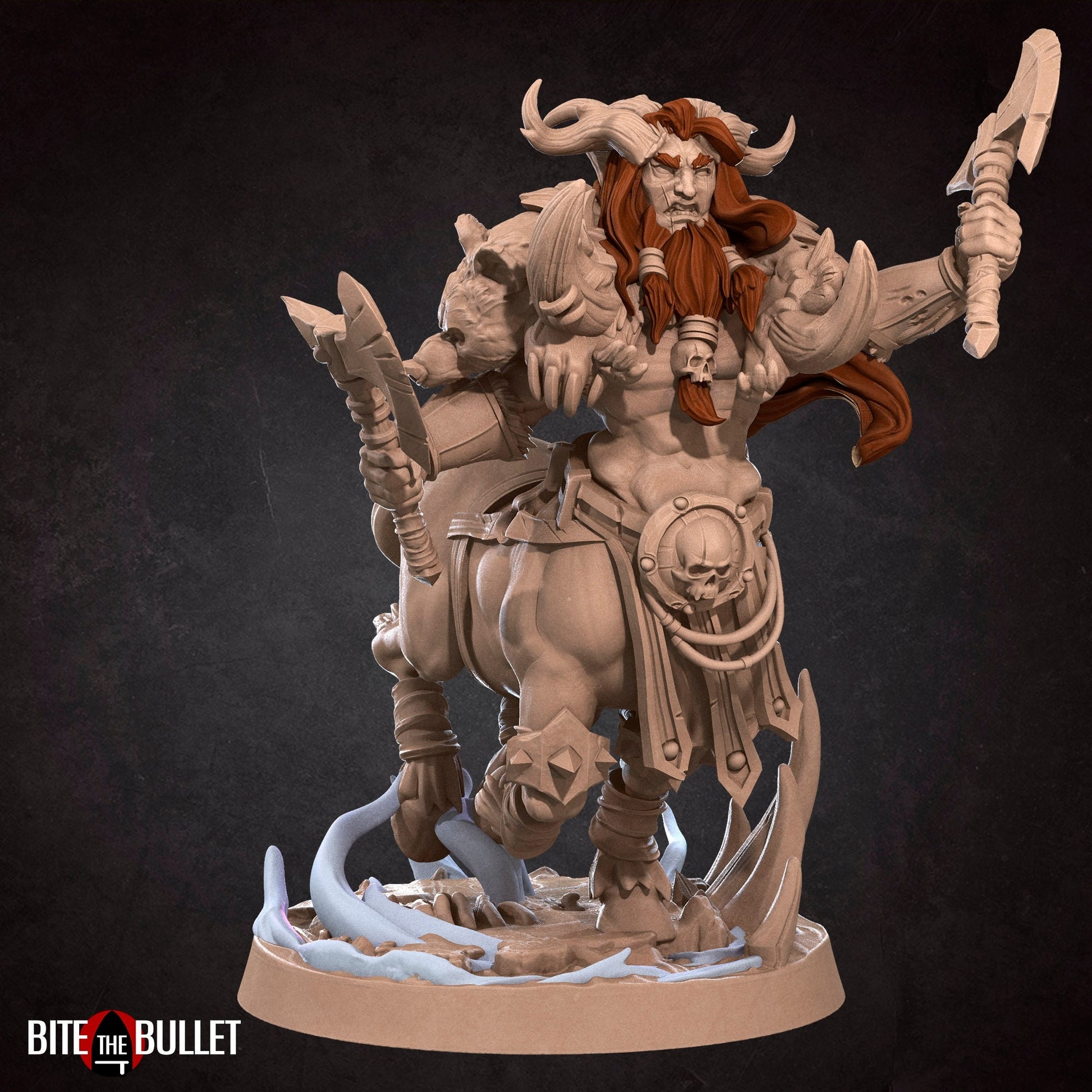 Centaur Barbarian Miniature | Tabletop RPG Miniature | Bite the Bullet | Roleplaying 3D Printed Fantasy Mini - 3DPrintDen