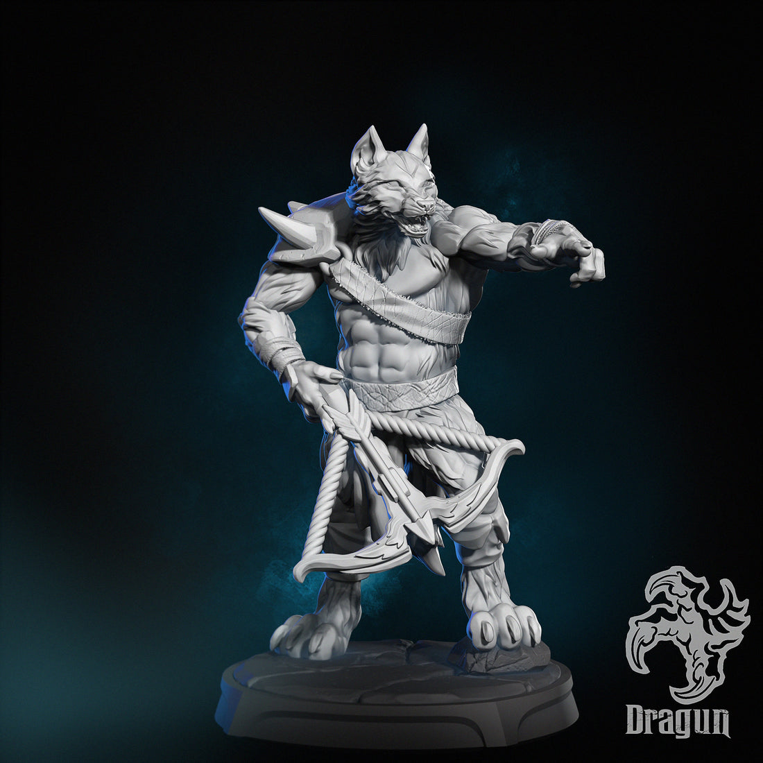 Wolfman Ranger Miniature | Dragun Studios | Tabletop RPG Miniature | Roleplaying 3D Printed Fantasy Mini - 3DPrintDen