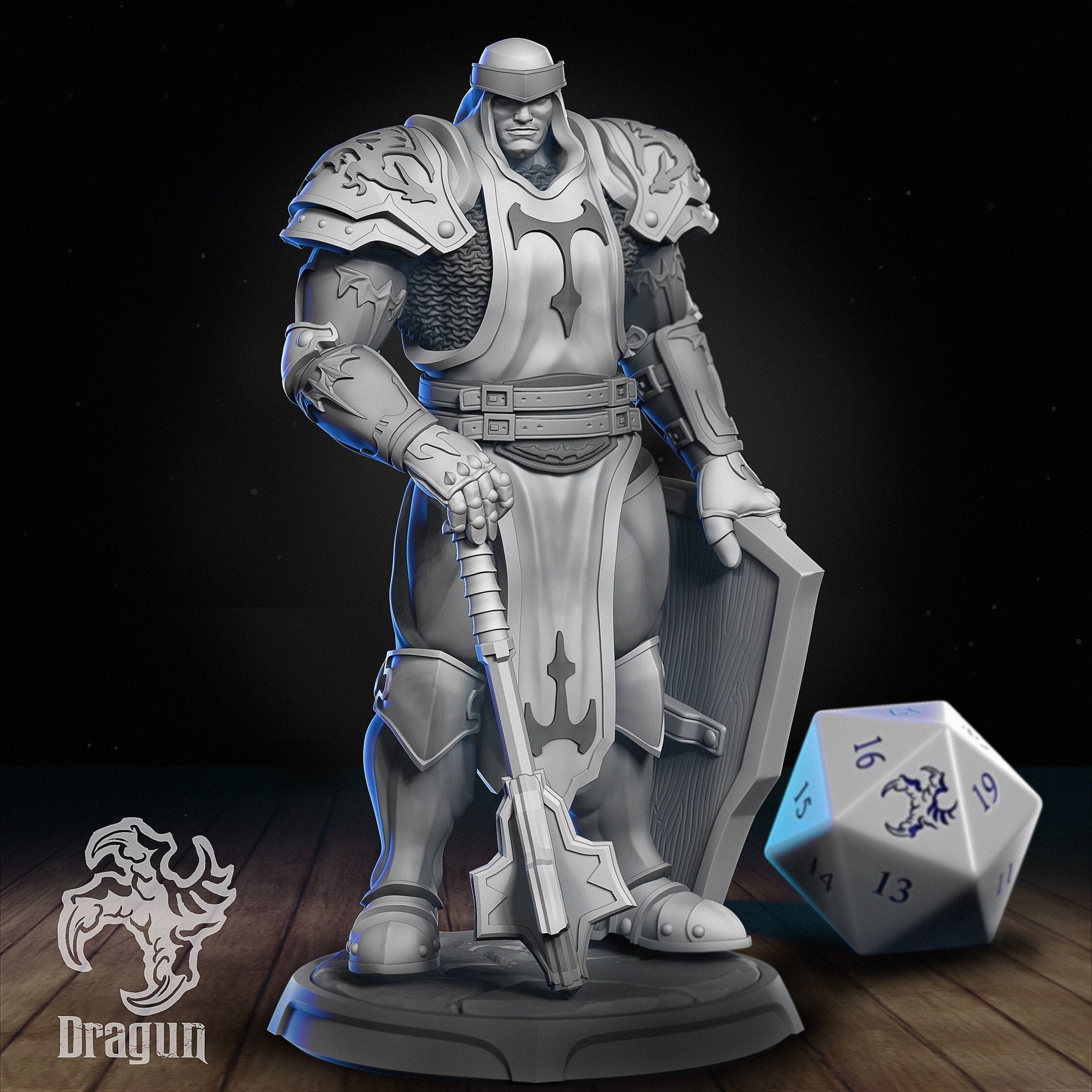 Paladin Miniature | Dragun Studios | Tabletop RPG Miniature | Roleplaying 3D Printed Fantasy Mini - 3DPrintDen